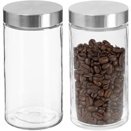 Lot de 4 bocaux/pots de conservation 1,7L en verre avec couvercle en inox - 1700 ml - Pots de conservation avec couvercle hermétique