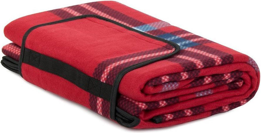 Picknickkleed 200 x 150 cm – rood geruit, waterdichte onderkant en handvat