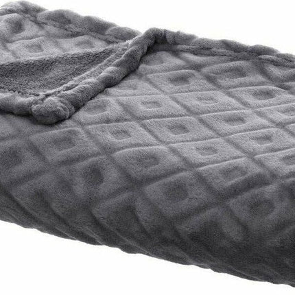 Plaid 125 x 150 cm Couverture polaire à carreaux blanche 3D Losan gr 125x150, gris foncé