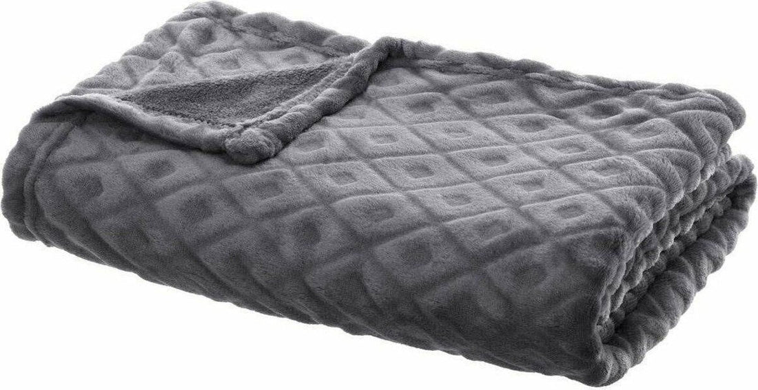 Woonplaid 125 x 150 cm Fleecedeken geruite blanco 3d losan gr 125 x 150, donkergrijs
