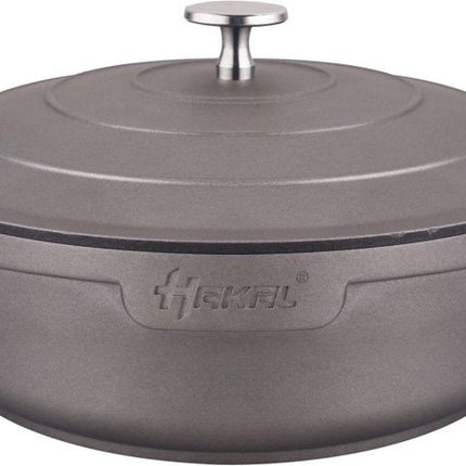 Hakal braadpan met handgrepen - 4.5 L, 28 cm ovenbestendige kookpot - ook voor inductie - grijs/zilver