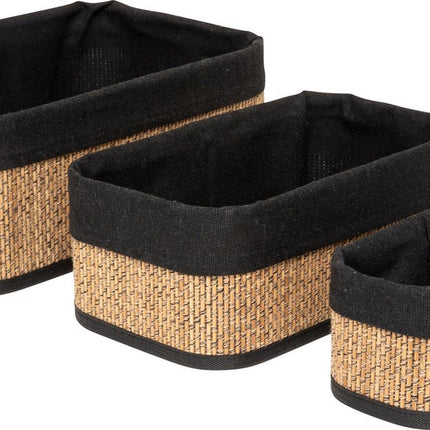 5Five Paniers de rangement bambou - Lot de 3 pièces - Rectangulaire - Beige