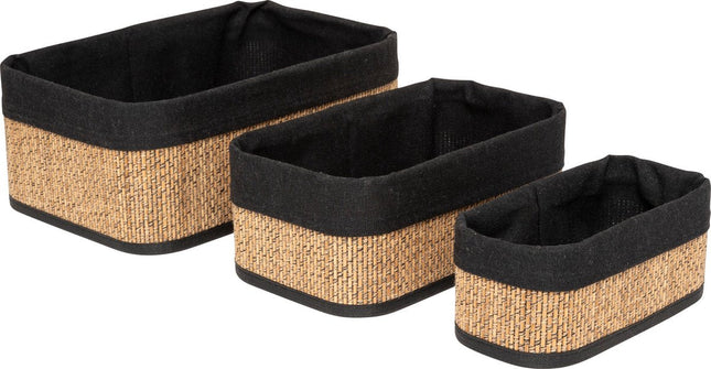 5Five Paniers de rangement bambou - Lot de 3 pièces - Rectangulaire - Beige