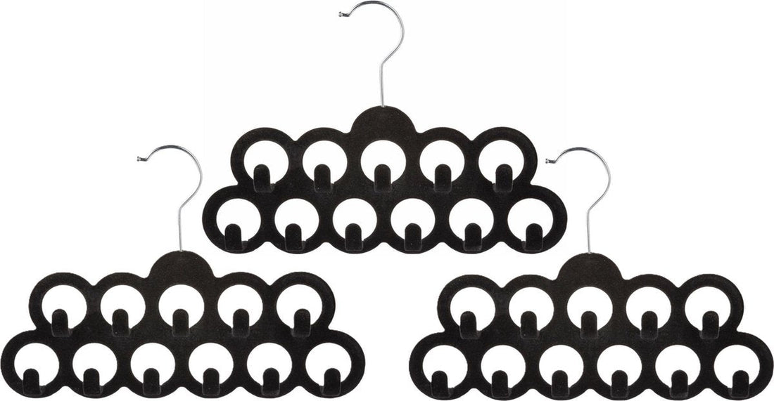 5Five Kleiderbügel - 3x - 11 Aufhängehaken - Kunststoff - für Gürtel und Krawatten - Gürtelhalter