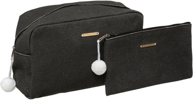 Lot de 2 trousses de toilette/maquillage/rangement noires - Trousse de toilette/maquillage de voyage/vacances