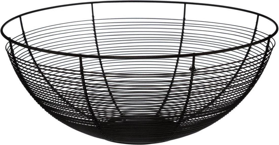 5Five fruitschaal zwart metaal – ronde fruitmand van draad, Ø 32 cm
