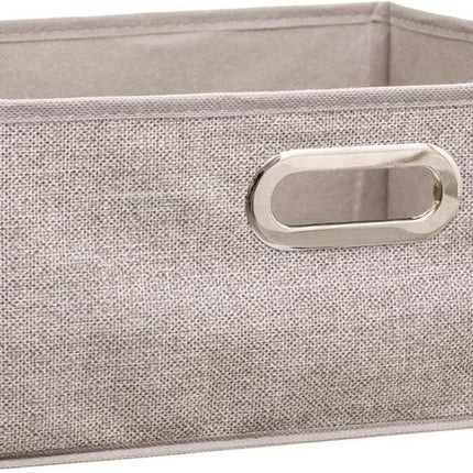 5Five Panier de rangement/panier de placard - beige - lin - 14 litres - 31 x 31 x 15 cm - Boîte de rangement - Paniers pour étagères