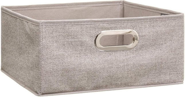 5Five Panier de rangement/panier de placard - beige - lin - 14 litres - 31 x 31 x 15 cm - Boîte de rangement - Paniers pour étagères