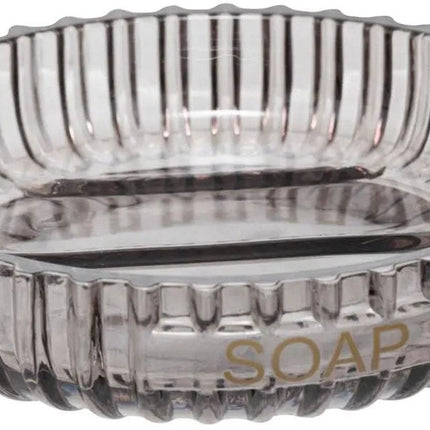 5Five Porte-savon en Verre - Cannelé - Ø11x3cm - Gris