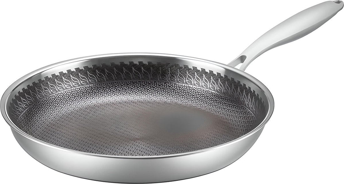 Stainless Steel Frying Pan Ø 28 - Anti-Scratch Structure - Stainless Steel Handle - Dishwasher Safe - Oven Safe - Ceramic - Electric - Gas - Induction