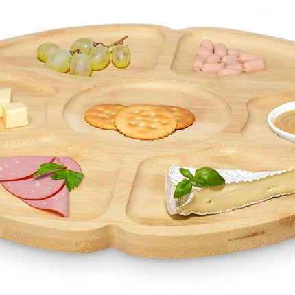 Planche de service Kinvara 7 compartiments - D30 cm - bois de bambou - plateau à fromages - plateau apéritif - plateau tapas
