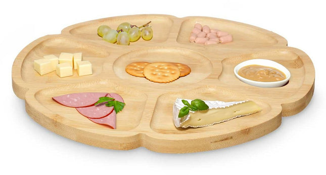 Planche de service Kinvara 7 compartiments - D30 cm - bois de bambou - plateau à fromages - plateau apéritif - plateau tapas