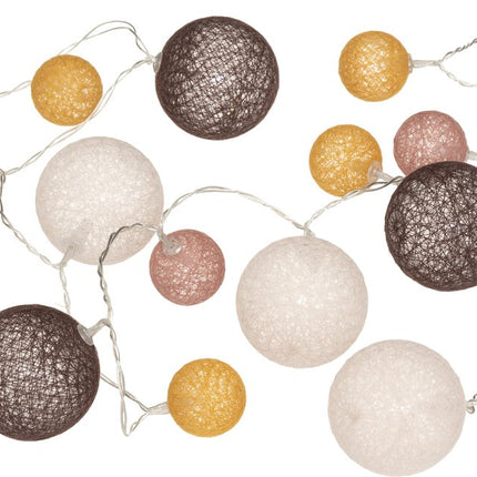 Atmosphera LED decoratieve slinger multi dia balletjes - Lichtslingers katoen - Cotton ball - 20 Ballen - Kinderkamer - Batt