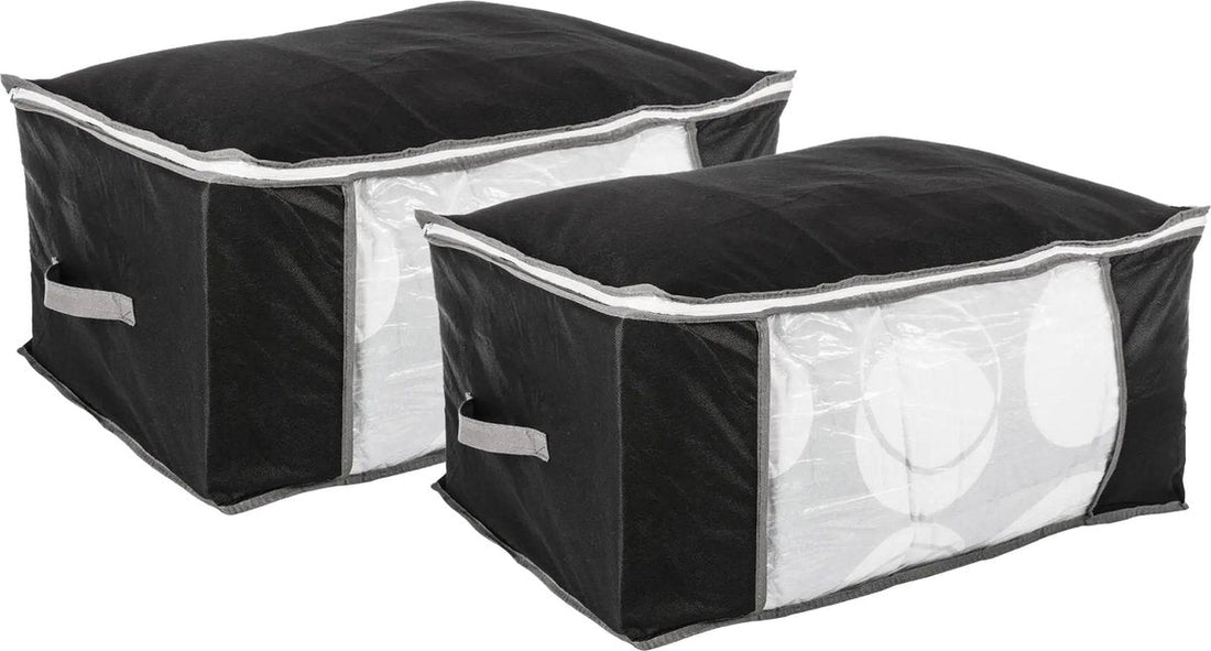 Storage bag/protective cover for duvets/pillows - 3x - black/grey - 60 x 45 x 30 cm - with zipper