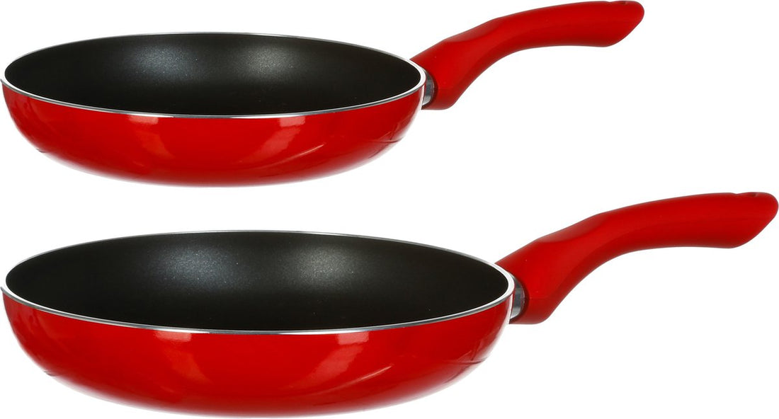 Secret de Gourmet Koekenpannen Milano - D24 en D28 cm - Alle warmtebronnen geschikt - Rood/zwart