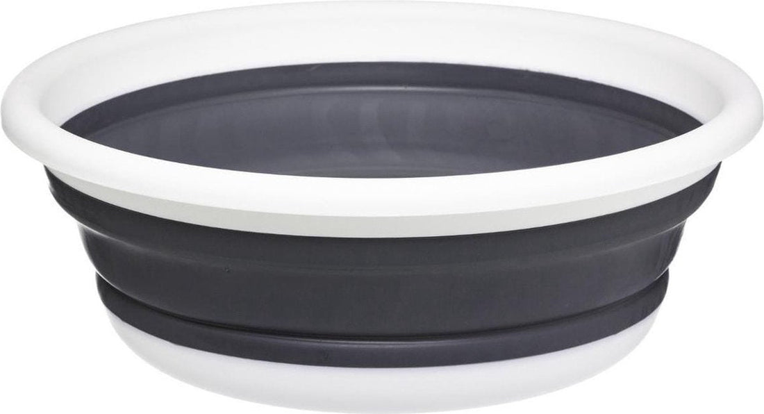 Afwasteil / afwasbak opvouwbaar wit / grijs rond 37, 5 x 14 cm 8 liter van kunststof - Afwassen