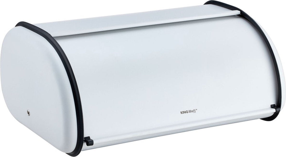 Kinghoff 1864 - Bread bin large - Stainless steel - White - Retro - 44 x 27 x 18.5 cm