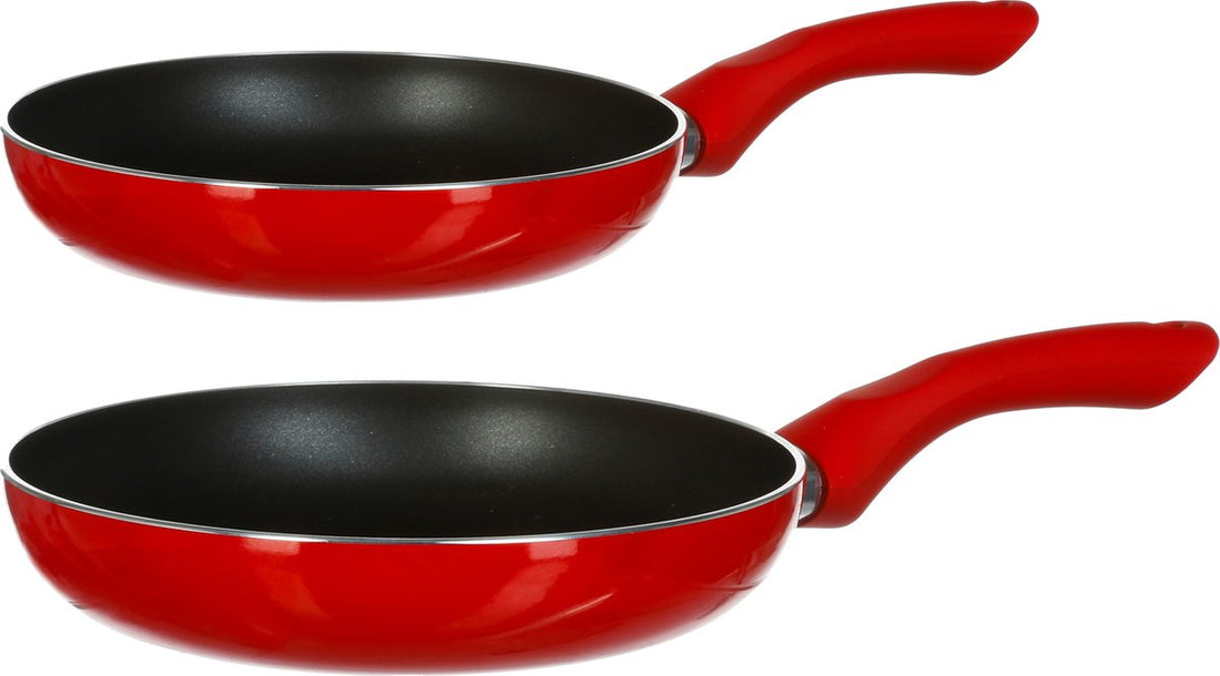 Secret de Gourmet Milano Frying Pans - D24 and D26 cm - Suitable for all heat sources - Red/black