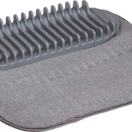 5Five Tapis/égouttoir à vaisselle set cuisine - antidérapant - caoutchouc - gris - 42 x 43 cm - 2 pièces