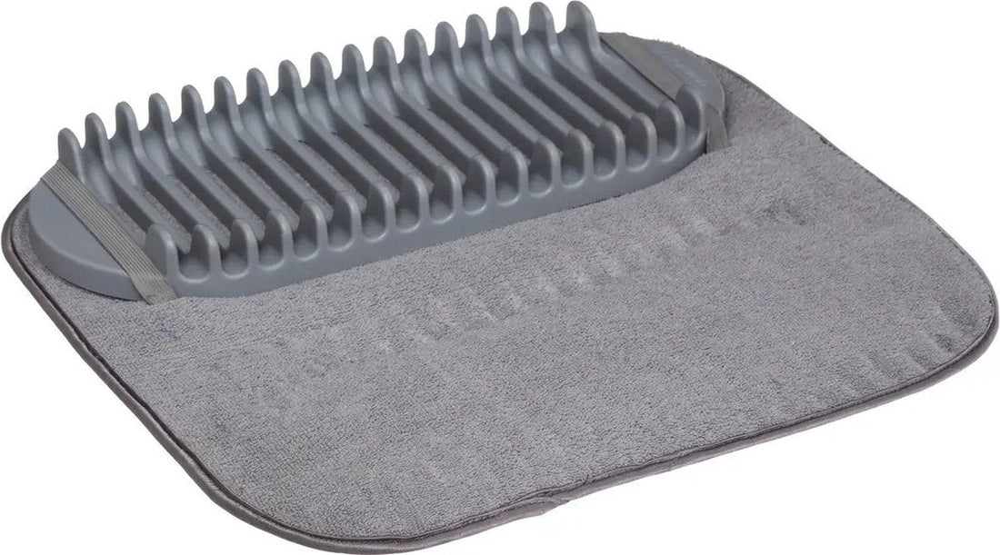 5Five afdruipmat met afdruiprek – 2-delige set, anti-slip, grijs, 42 x 43 cm