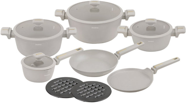 Klausberg KB-7967 Set de casseroles et poêles | 12 pièces | Revêtement antiadhésif | Compatible induction | Beige