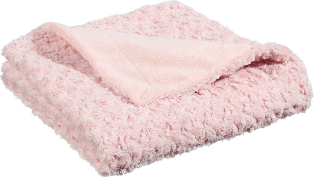 Atmosphera Couvre-lit/jeté de lit/plaid - rose clair - polyester - 120 x 160 cm - motif noué