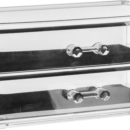 Organisateur de bijoux/maquillage 2 tiroirs 19 x 9 cm en plastique - Boîte à bijoux - Boîte à maquillage - Organiseurs