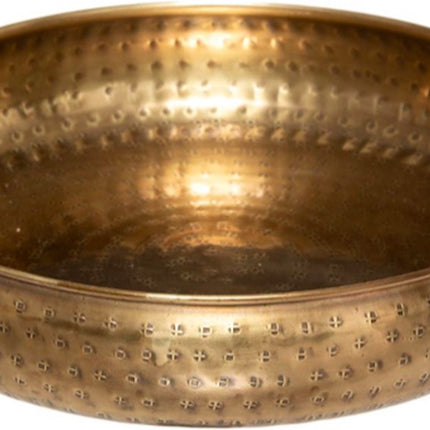 Set de 2 plateaux en métal travaillé doré D 30,5 cm et 20 cm