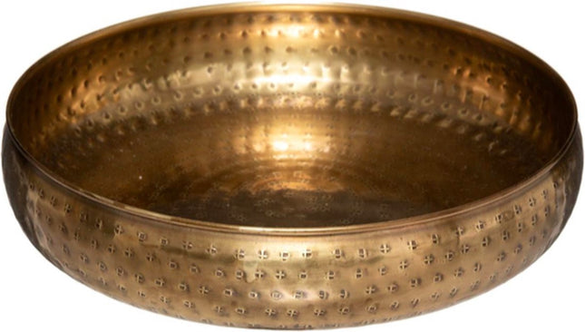 Set de 2 plateaux en métal travaillé doré D 30,5 cm et 20 cm
