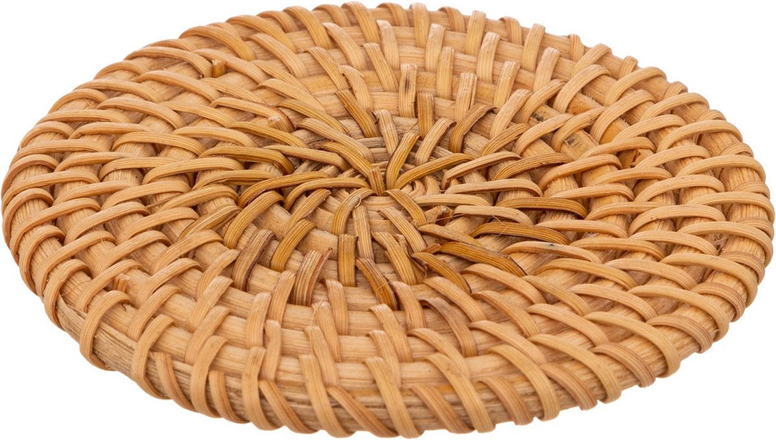 Secret de Gourmet Alicante set of 2 espresso cups - Rattan coaster - 10CL - Terracotta
