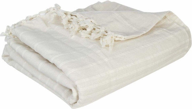 Atmosphera Jeté de lit en coton ivoire 230 x 250 cm