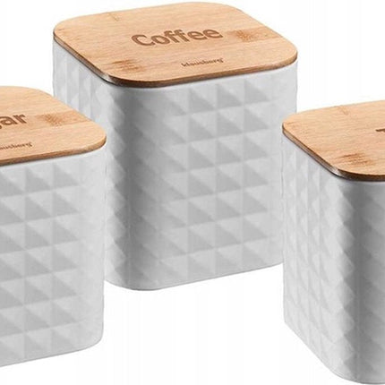 Klausberg 7485 - bocaux de rangement - café - thé - sucre - blanc