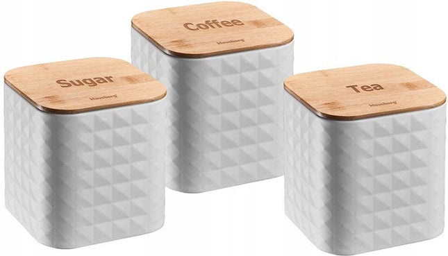 Klausberg 7485 - bocaux de rangement - café - thé - sucre - blanc