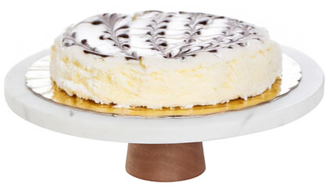 5Five Présentoir à gâteau en marbre - avec pied - 25 x 8 cm - pierre - blanc - plat à gâteau - présentation de pâtisserie