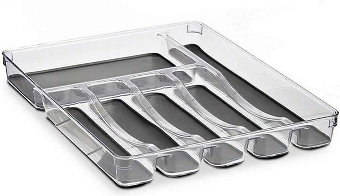 Ladeorganizer met 6 vakken – grijs en transparant, 32,3 x 40 cm