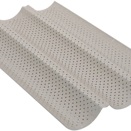 KINGHoff KH-1970 Moule à Baguette Perforé - Plaque de Cuisson à 3 Rainures - Pour Baguettes Croustillantes - 38 x 24,5 cm - Moule à Baguette - Grille de Four