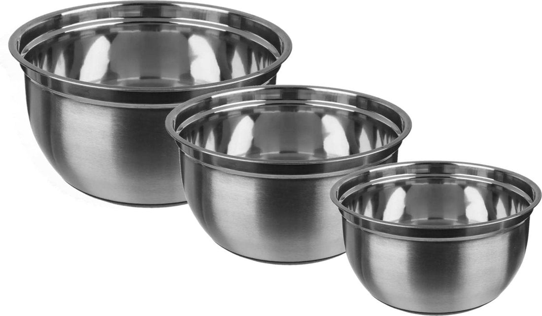 Set 2x Schüsseln/Rührschüsseln - Edelstahl 4,5L/2,5L/1L - Mit Antirutsch