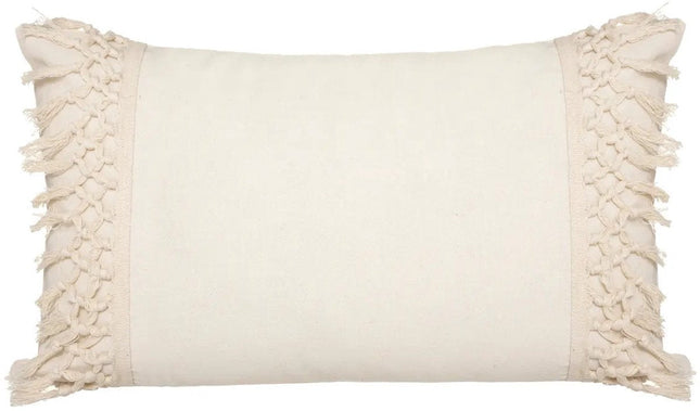 Coussin décoratif - Macramé - Coton - Ivoire - 30 x 50 cm