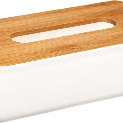 Boîte à mouchoirs en bois - Blanc - Pour toutes tailles de mouchoirs -