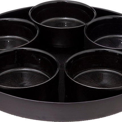 Set de tapas Astra - Plat de service en verre 6 pièces - 34x5 cm - Noir
