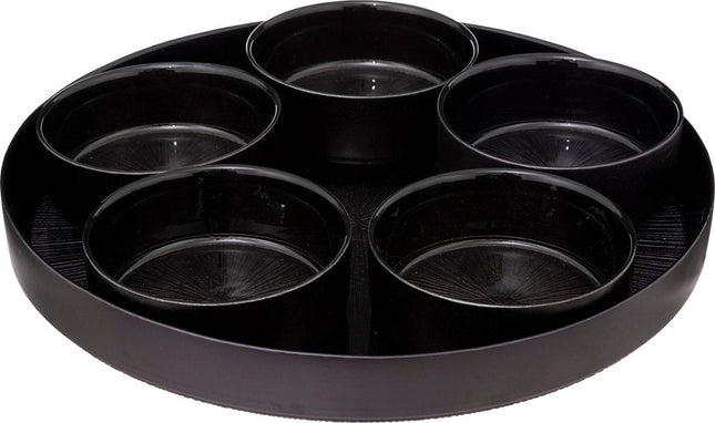 Set de tapas Astra - Plat de service en verre 6 pièces - 34x5 cm - Noir