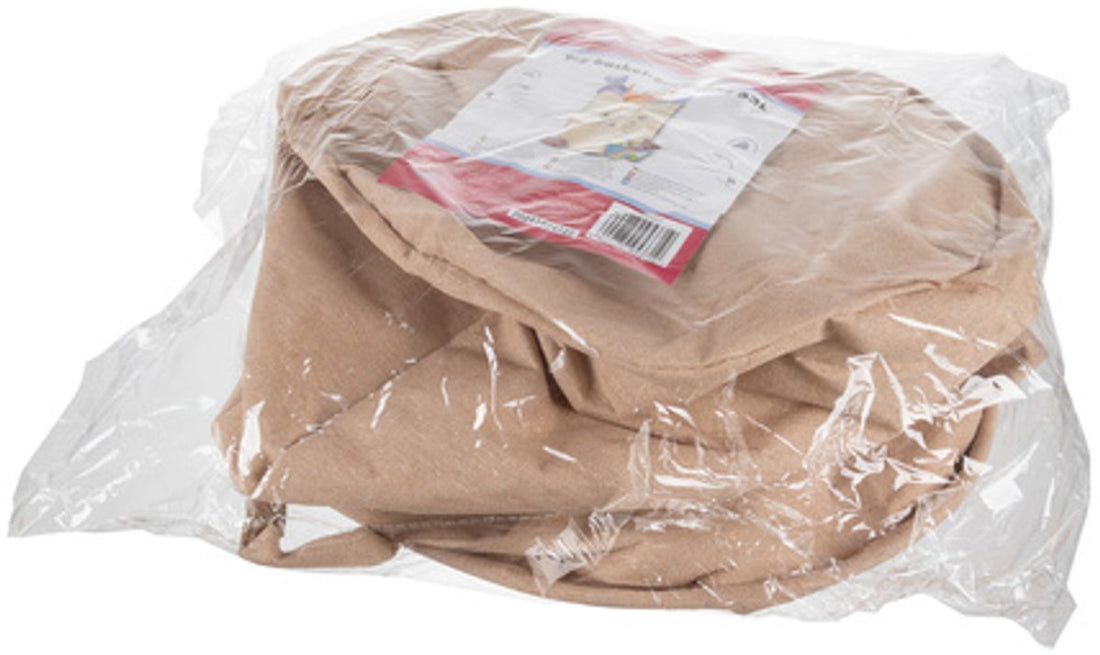 Kruzzel Spielzeugkorb-Organizer 63L – Aufbewahrungskorb für Spielzeug, Kleidung und Wäsche – XL, wasserdicht, faltbar – Beige mit Aufdruck