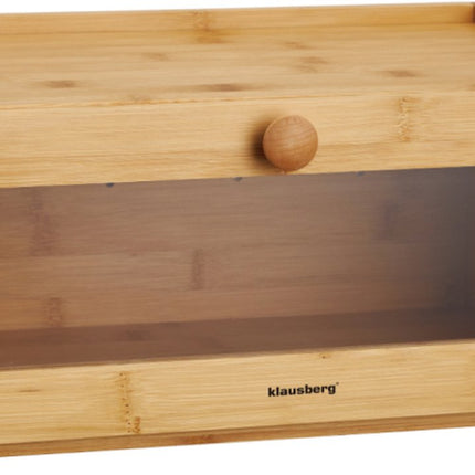 KLAUSBERG Bamboe Brooddoos Met Acryl Front - 35,5x24x18 cm - Natuurlijke Broodopslag - KB-7923 - Broodtrommel - Brood vershouddoos