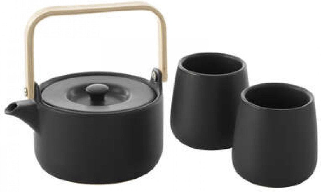 Secret de Gourmet theeset – zwarte theepot 50 cl en 2 mokken van aardewerk