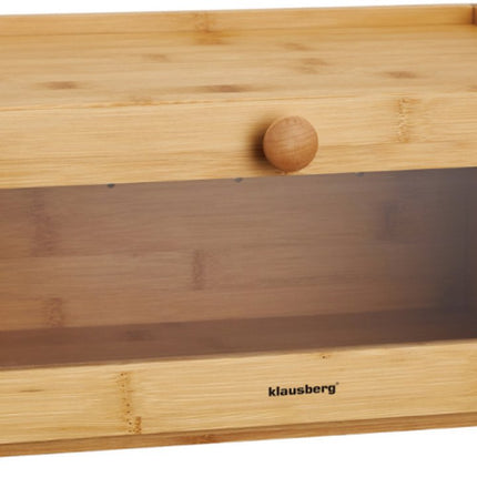 KLAUSBERG Boîte à pain en bambou avec façade en acrylique - 40x24,5x19 cm - Boîte de rangement naturelle pour le pain - KB-7924 - Boîte à pain - Boîte de conservation du pain