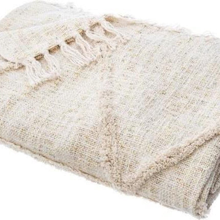 ATMOSPHERA Couvre-lit en coton et lurex beige tufté brillant, 130 x 180 cm