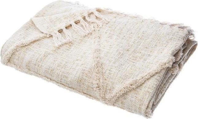 ATMOSPHERA Couvre-lit en coton et lurex beige tufté brillant, 130 x 180 cm