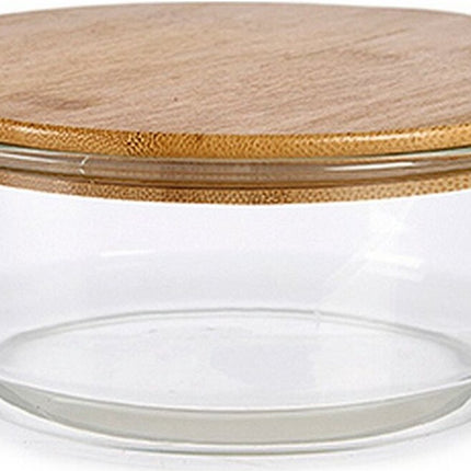 Boîte-repas transparente en bambou et verre borosilicate 17 x 7 x 17 cm