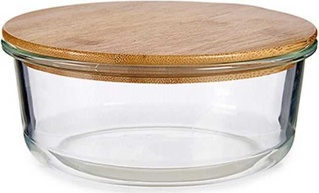 Boîte-repas transparente en bambou et verre borosilicate 17 x 7 x 17 cm