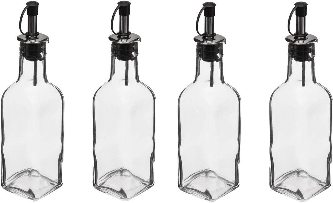 5Five olie- en azijnflessen van glas – set van 4, 160 ml, met schenktuit